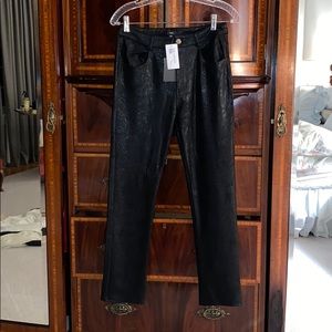 Black Suede Snake Print Pants
